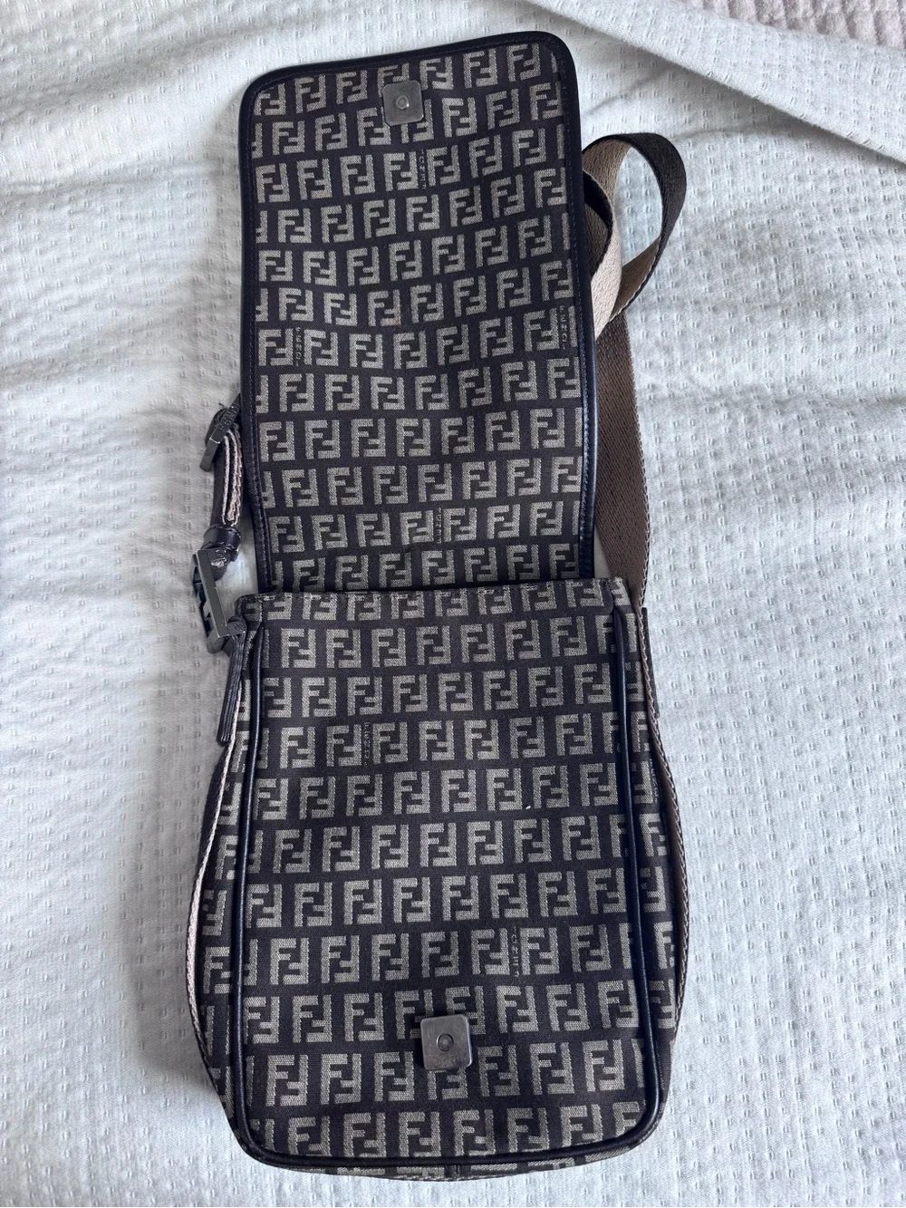 Fendi Brown and Black FF Monogram Crossbody Messenger